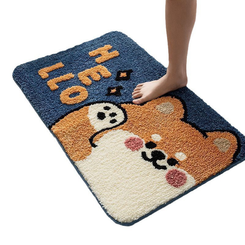 Cartoon Anti-Slip Mat, Absorbent Faux Wool Rug