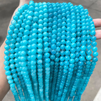 Imitation Tianhe stone chalcedony loose beads blue chalcedony round beads