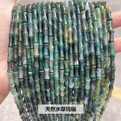 5 * 12Mm natural olivine bamboo beads loose beads