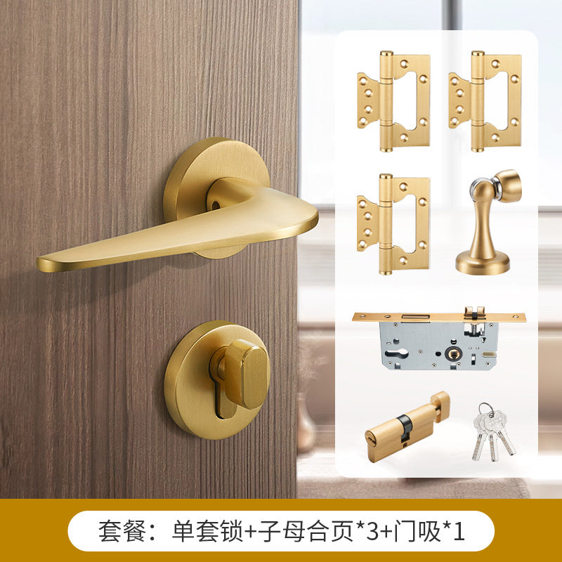 Gold silent brass door lock