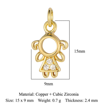 Elephant starfish tropical fish copper zircon pendant