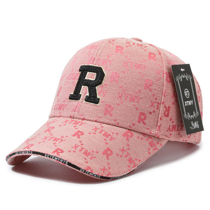 Embroidered R Floral Outdoor Baseball Cap