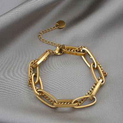 Thick chain double bracelet