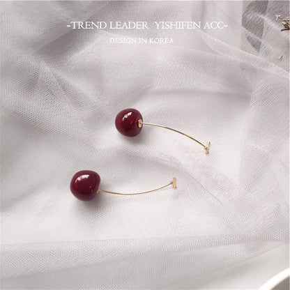 Red cherry fruit earrings