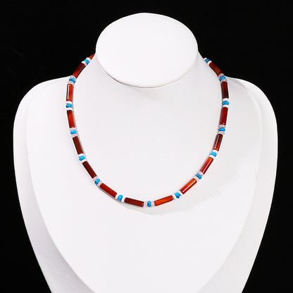 7A agate round tube necklace