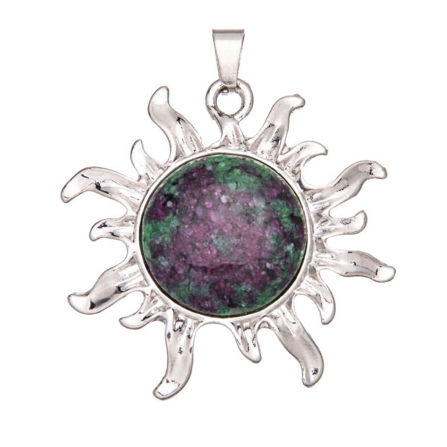 Sunflower alloy round ring inlaid crystal pendant