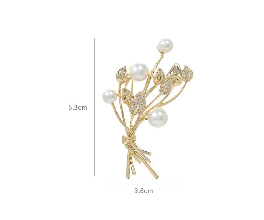 Leaf Brooch Pearl Bouquet