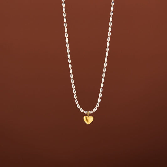 Gold and silver two-color love necklace