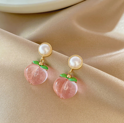 Premium Pearl Peach Stud Earrings