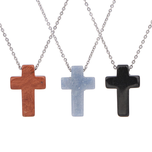 Crystal Cross Stainless Steel Pendant Necklace