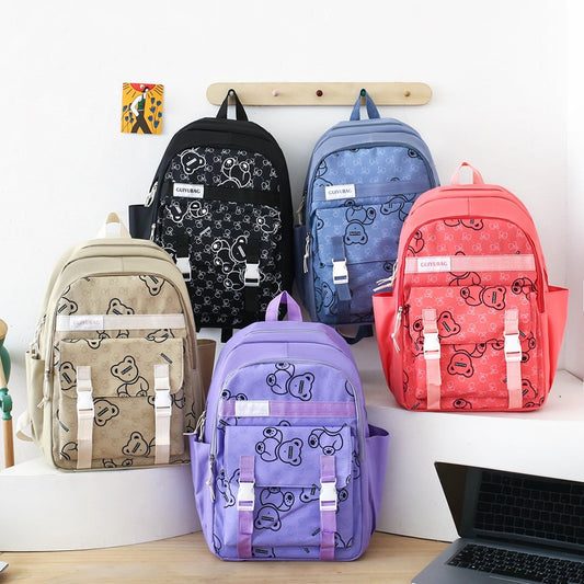 Student school bag backpack contrast color set