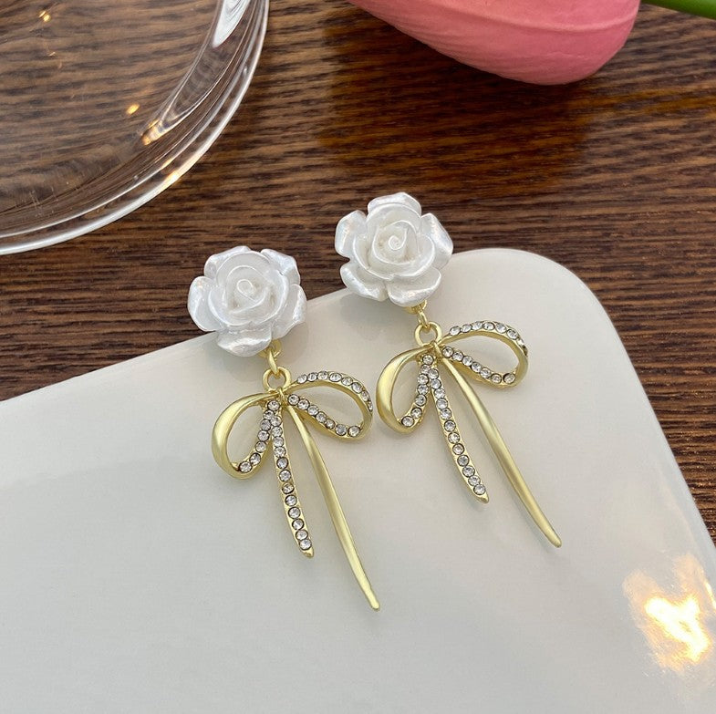 New trendy camellia earrings for women ins