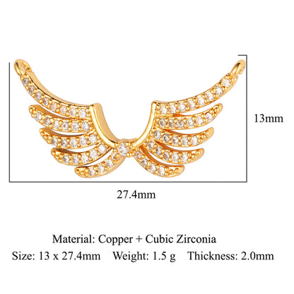 Leaves Flowers Stars Moon Double Hole Copper Zircon Accessories