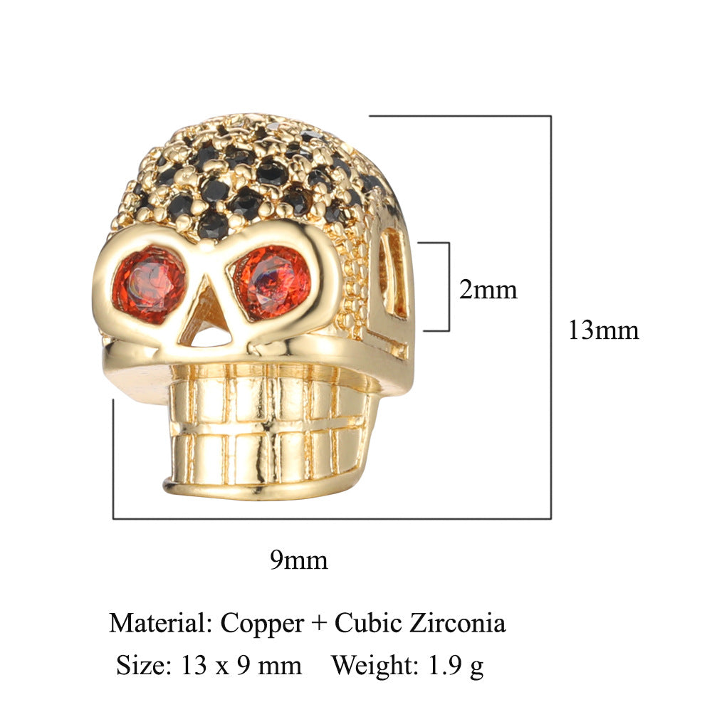 Buddha head skull copper zircon spacer beads