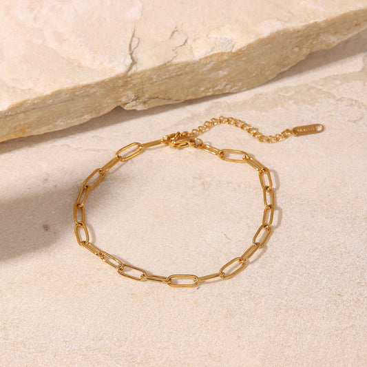 18K Gold Paper Clip Chain Anklet