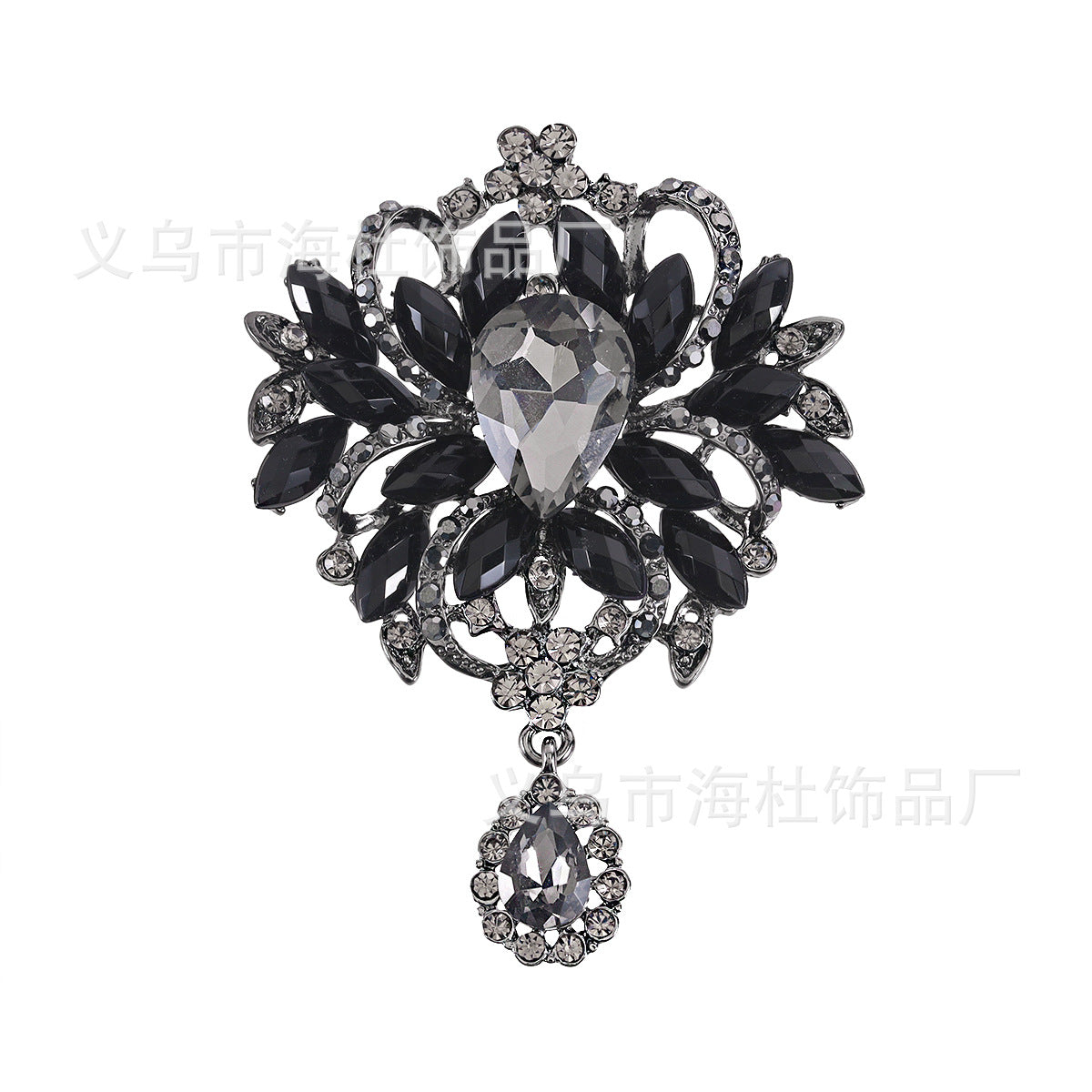 Alloy Crystal Glass Water Drop Brooch