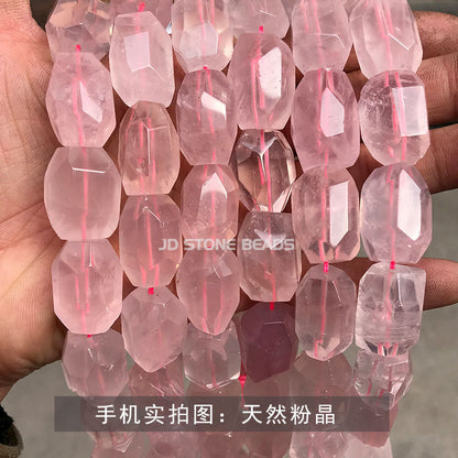 15 * 20Mm crystal rough stone cut face straight hole with shape DIY