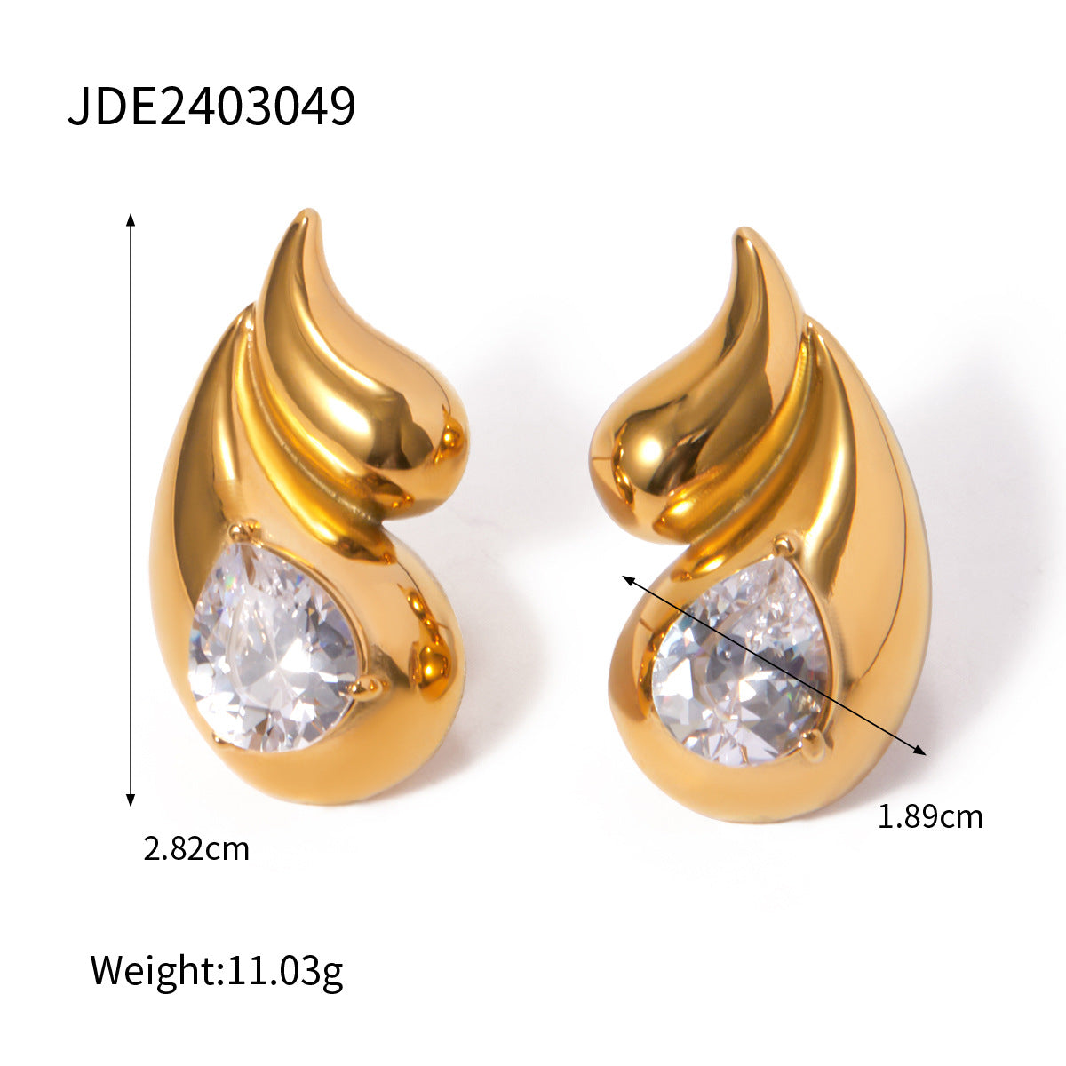 Double teardrop earrings with diamonds