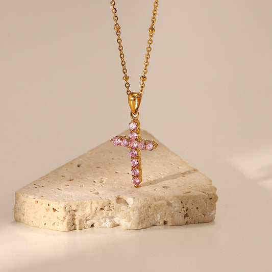 Zirconia Cross Pendant Necklace