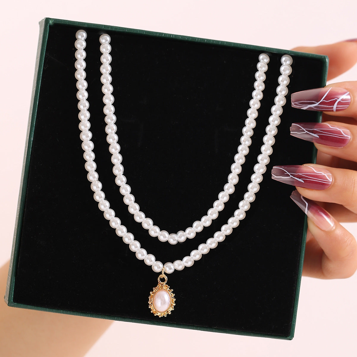 Temperament double layer pearl necklace wholesale