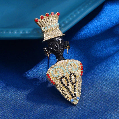 Rhinestone Tassel Black Series Brooch