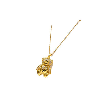 Luxurious Full-Diamond Heavywork Little Bear Necklace