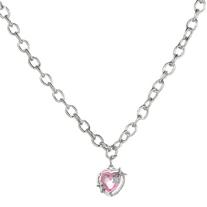 Peach Galaxy Heart Necklace