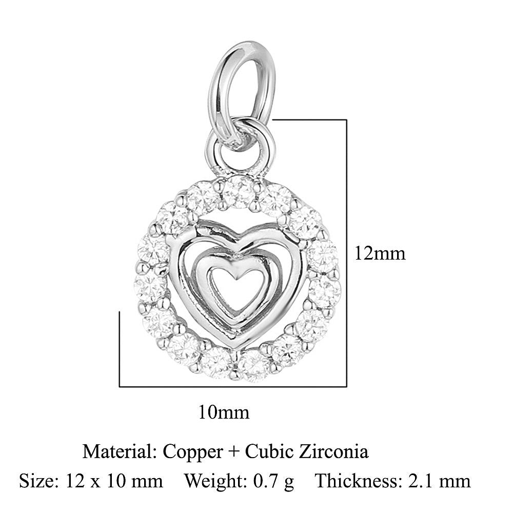 Crown peach heart colorful love copper zircon pendant