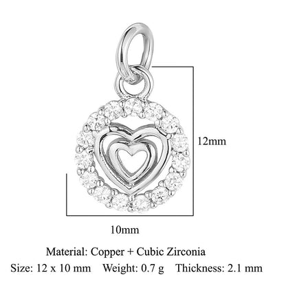 Crown peach heart colorful love copper zircon pendant