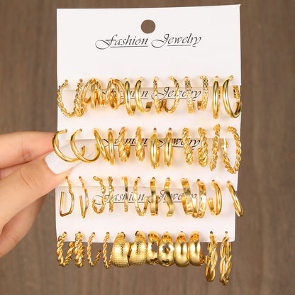 Three-tube wave twist earrings 24-piece set