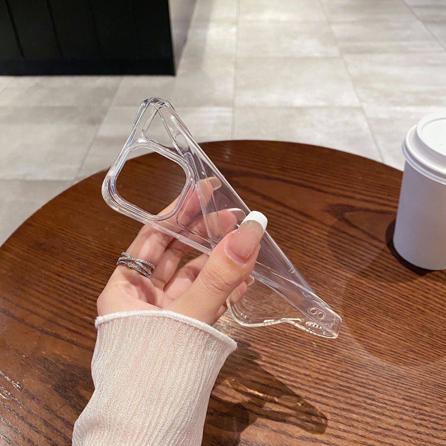 Funda transparente con orificio grande para iPhone 15 Pro Xs Max, funda blanda a prueba de golpes 