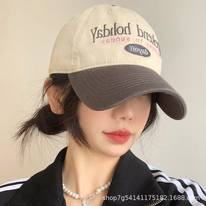 Wide Brim Retro Colorblock Baseball Cap