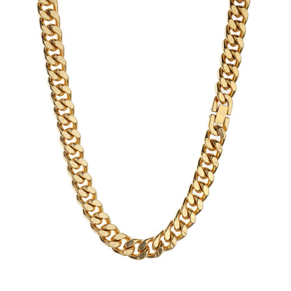 Cuban Chain Necklace Men's Gold 11mm Encryption