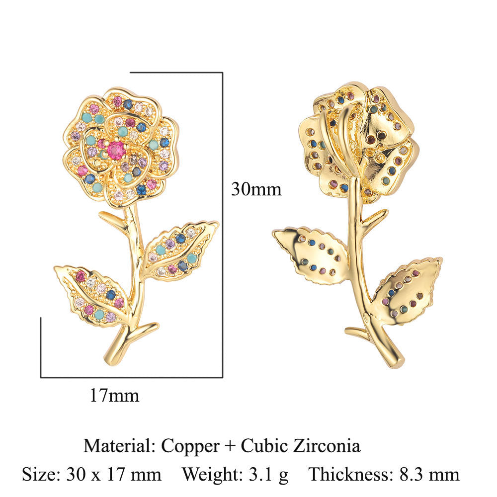 3 pcs/pack, rose copper zircon pendant DIY.