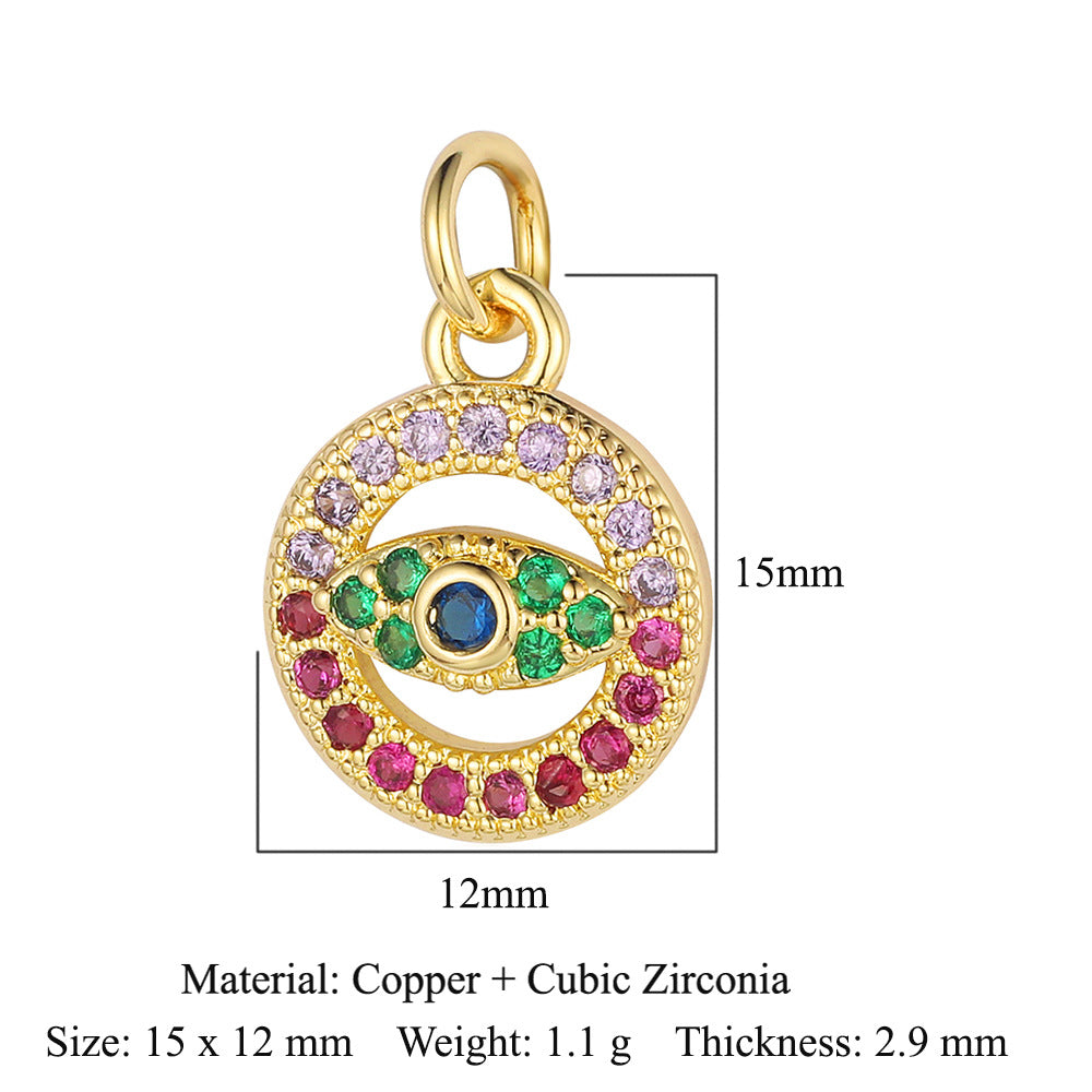 Evil Eye Fatima Palm Copper Zircon Pendant