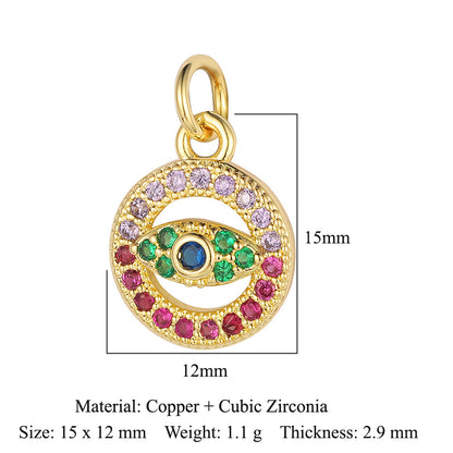 Evil Eye Fatima Palm Copper Zircon Pendant