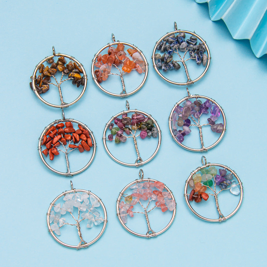 Tree of Life Pendant Natural Crystal Gravel Jewelry