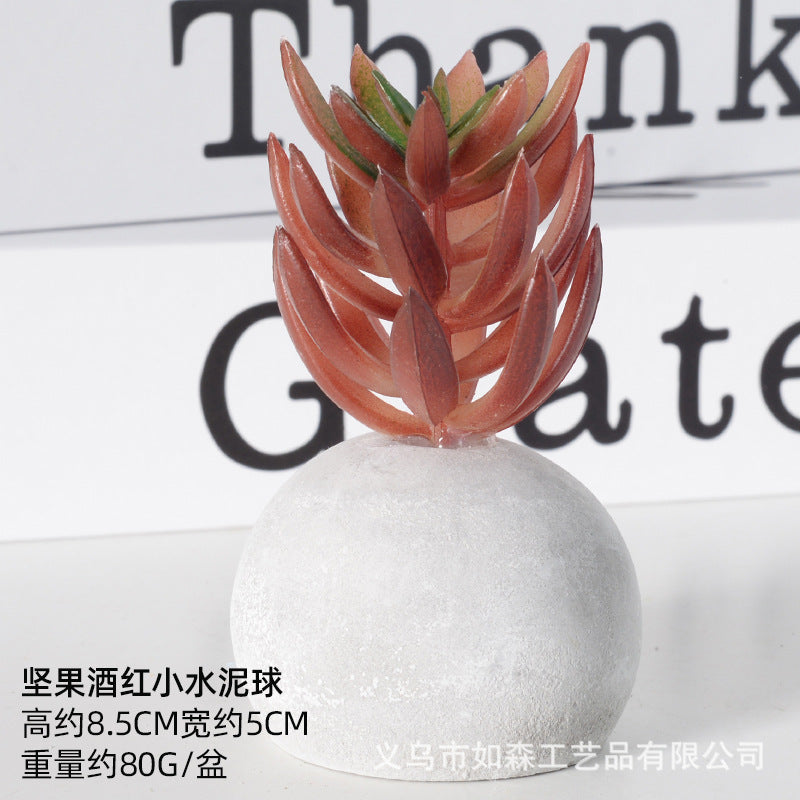 Simulation small cement ball succulent bonsai green plant potted