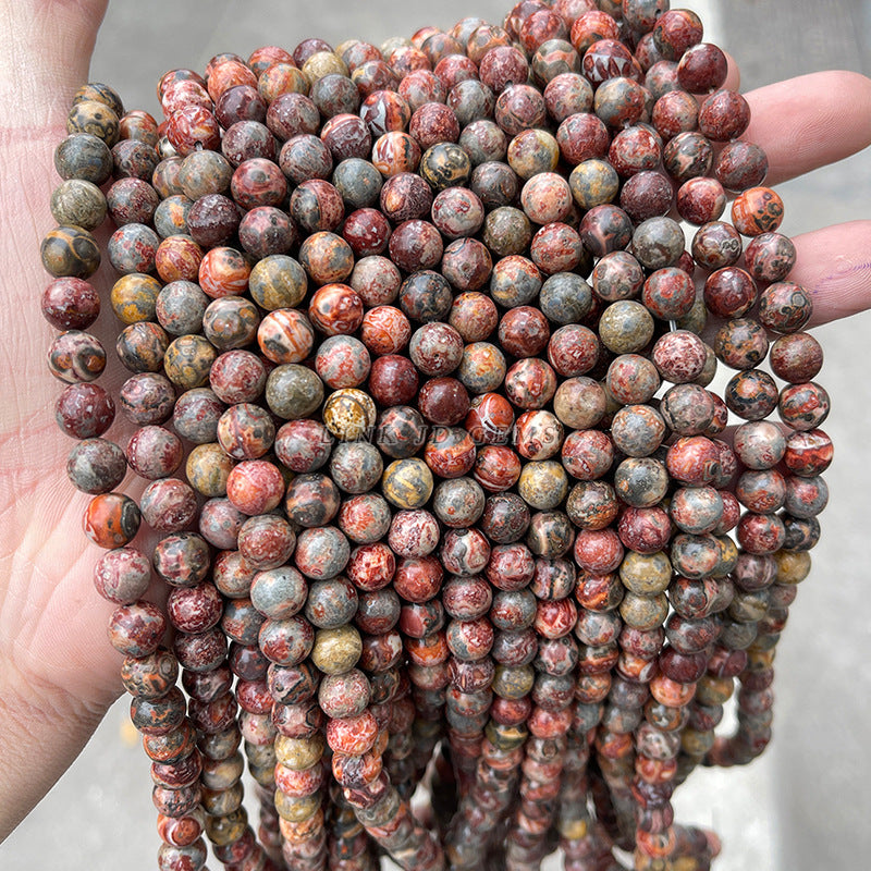 Natural red leopard skin stone loose beads