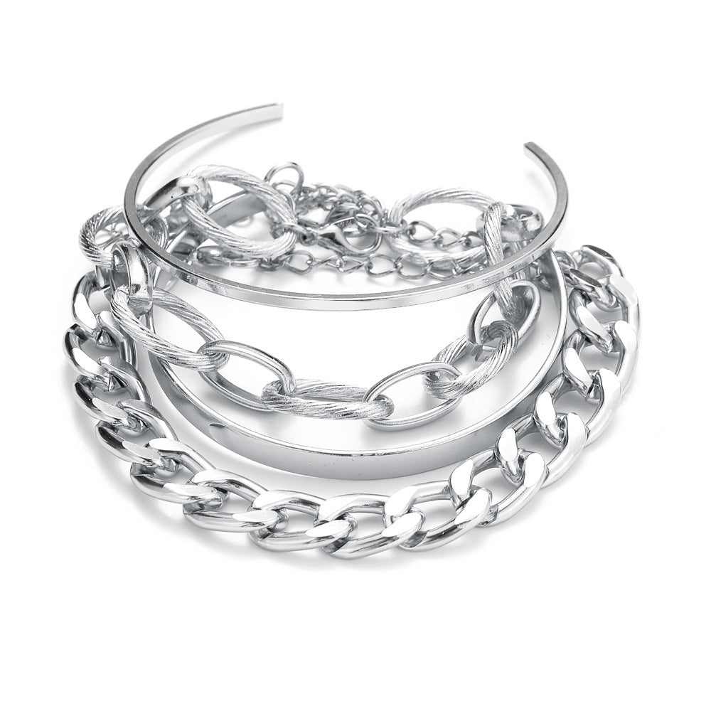 Thick alloy chain personalized bracelet set of 4