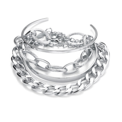 Thick alloy chain personalized bracelet set of 4