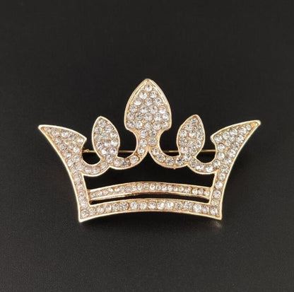 Flash Diamond Alloy Crown Brooch