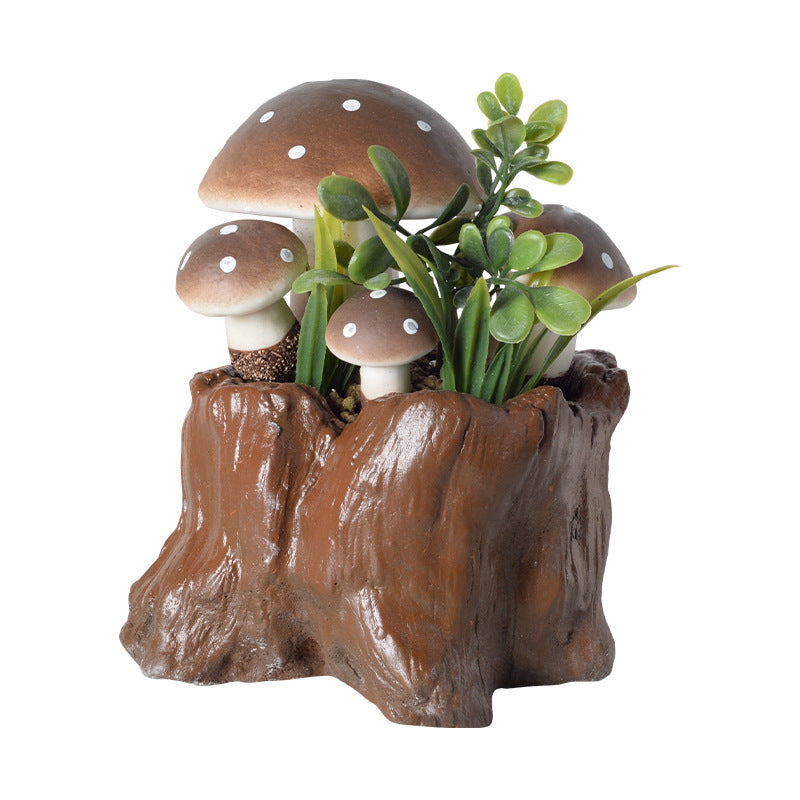 Simulation large tree stump mushroom bonsai