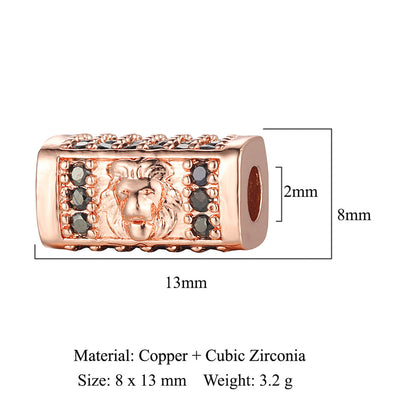 Round tube beads square fast beads copper zircon spacer beads