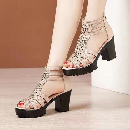 Soft-soled open-toe heightening sandals