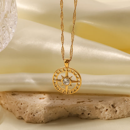 18K Gold Zircon Pendant Necklace