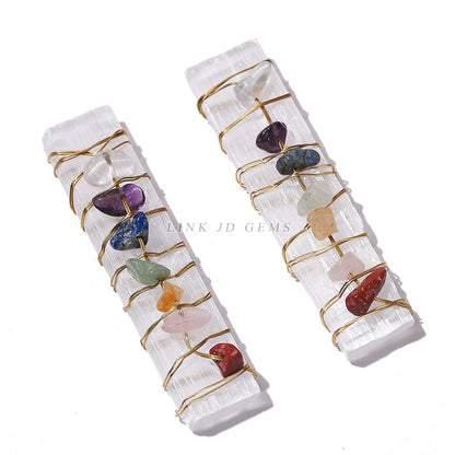 Colorful gravel winding silk natural gypsum stone stick rough stone