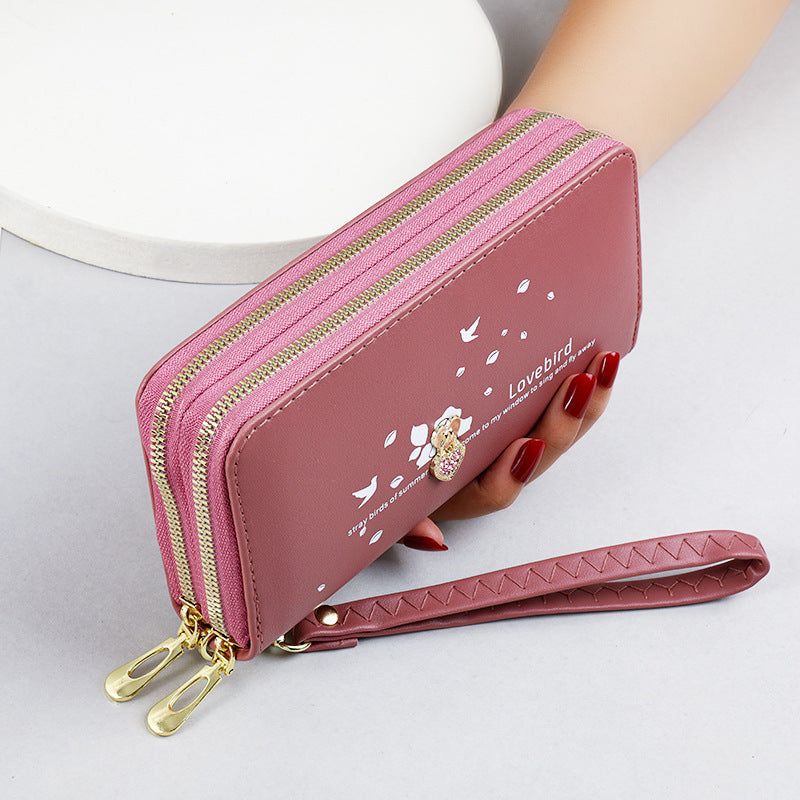 Love Printed Wrist Strap Clutch Bag Wallet