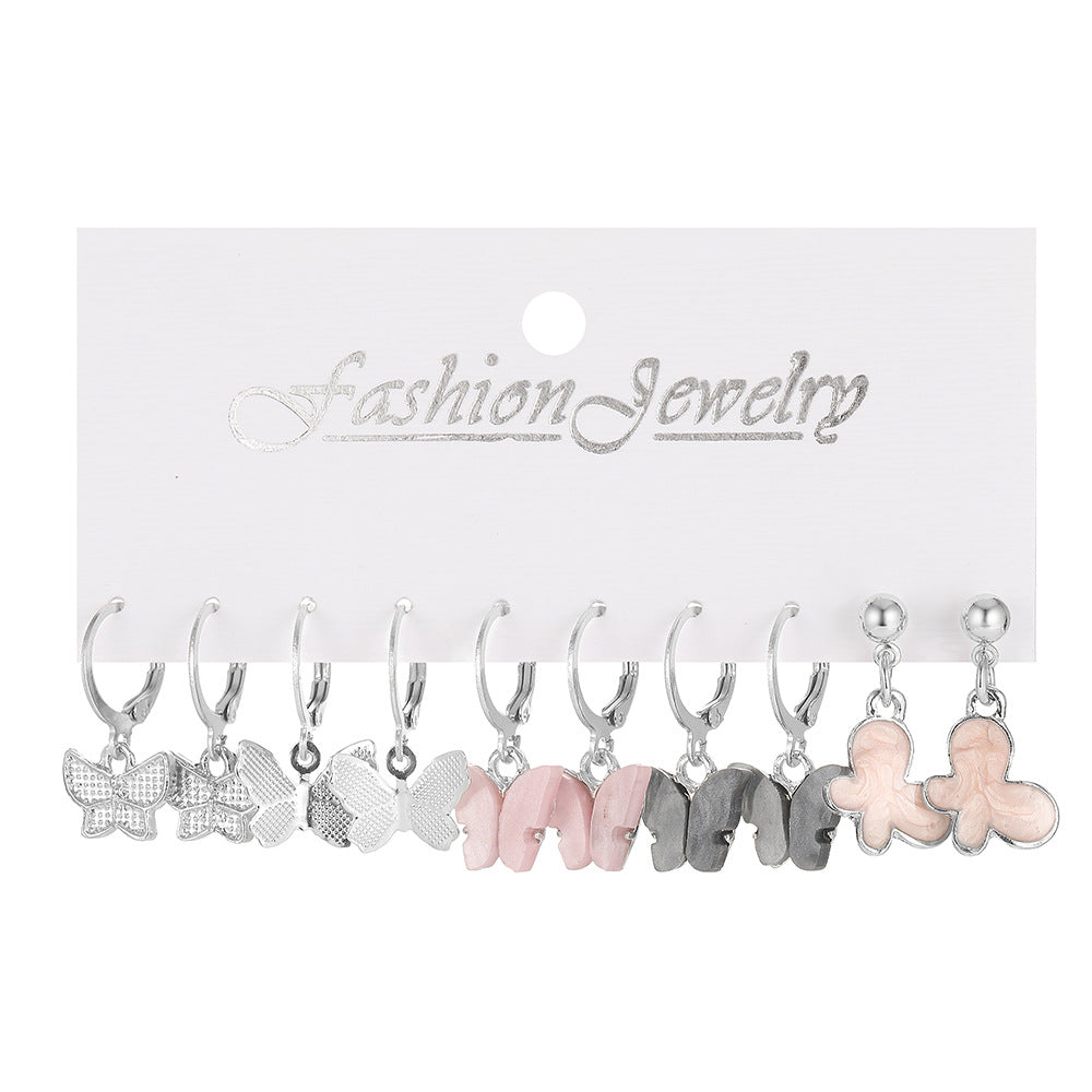 FASHION Acrylic butterfly earrings set 5 pairs