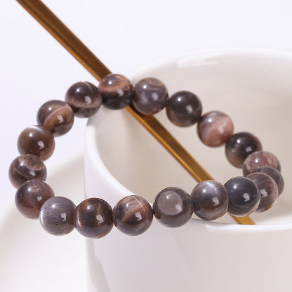 Natural dark black backbone sunstone bracelet